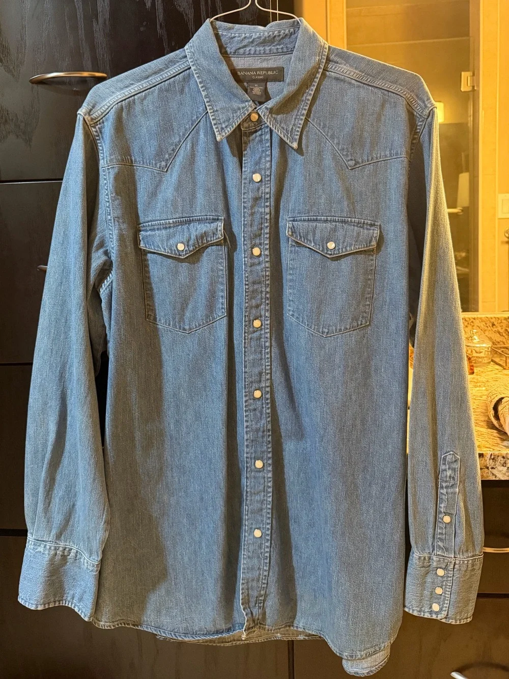 Banana Republic Light Blue Denim Button-Down Western Shirt